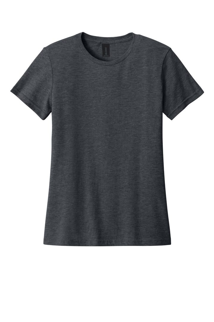 Front View of Dark Heather Gildan Softstyle Women's T-Shirt. 64000L