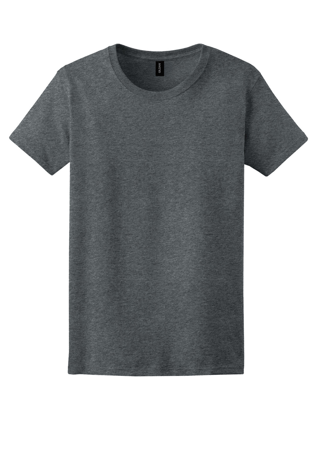Front View of Dark Heather Gildan Women's Ultra Cotton 100% US Cotton T-Shirt. 2000L