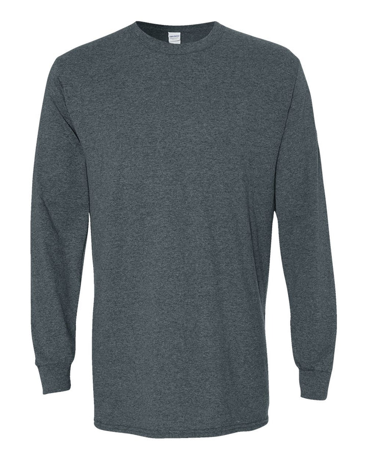 Front View of Dark Heather Heavy Cotton™ Long Sleeve T-Shirt - 5400