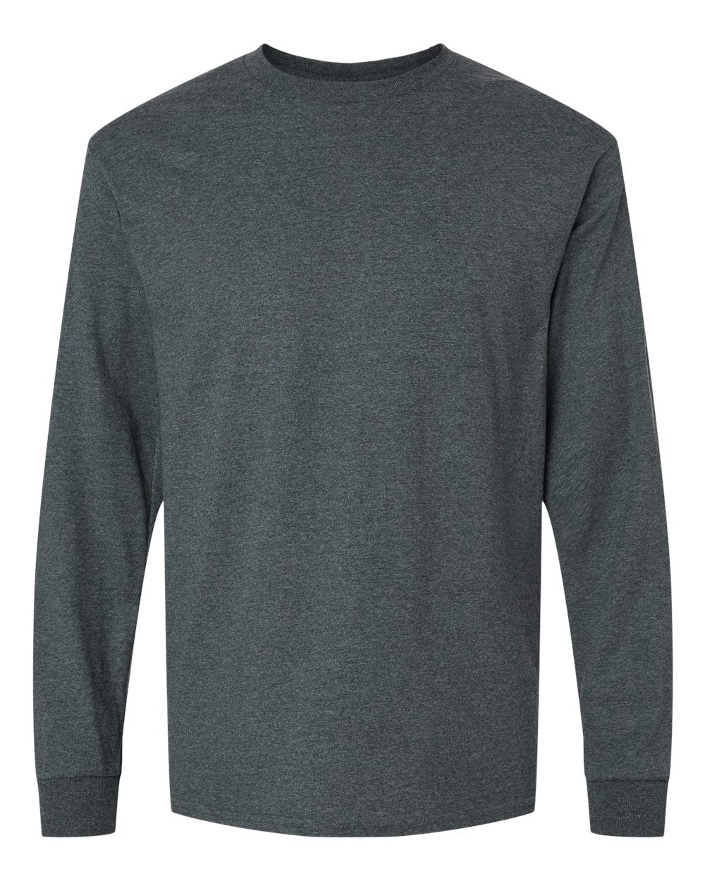Front View of Dark Heather Ultra Cotton® Long Sleeve T-Shirt - 2400