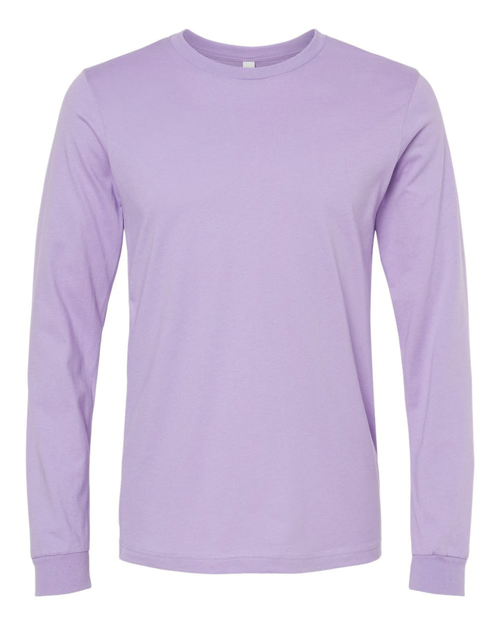 Front View of Dark Lavender Jersey Long Sleeve Tee - 3501