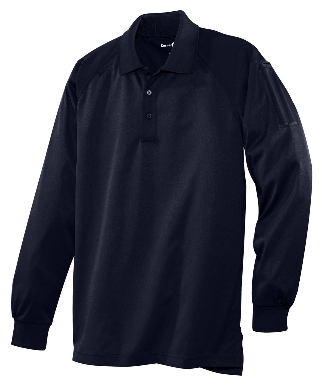 Front View of Dark Navy CornerStone - Select Long Sleeve Snag-Proof Tactical Polo. CS410LS