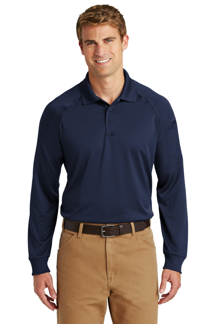 Front View of Dark Navy CornerStone - Select Long Sleeve Snag-Proof Tactical Polo. CS410LS