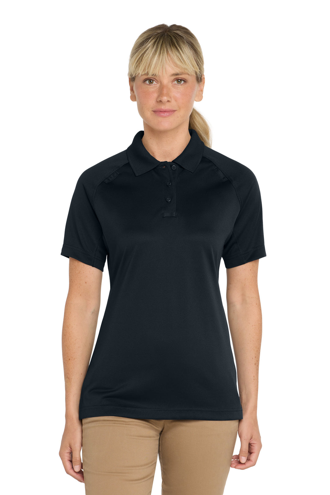 Front View of Dark Navy CornerStone Women's Select Snag-Proof Tactical Polo. CS411