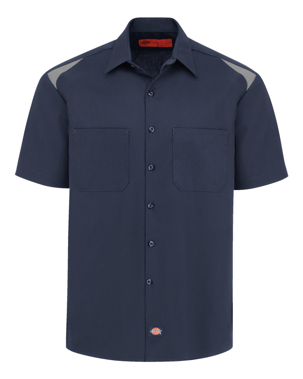 Front View of Dark Navy/ Smoke Men's Short Sleeve Performance Team Shirt - 0005