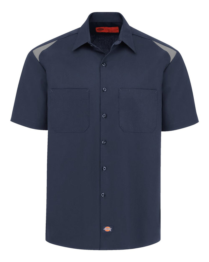 Front View of Dark Navy/ Smoke Men's Short Sleeve Performance Team Shirt - 0005