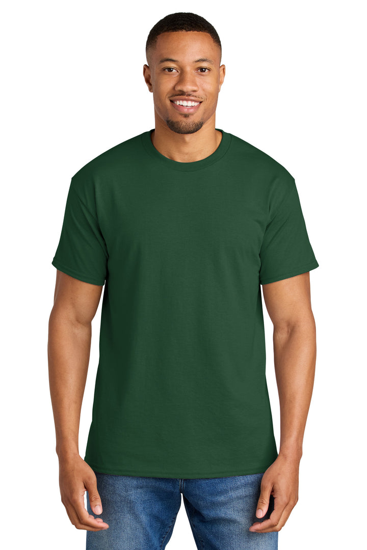 Front View of DarkGreen Gildan DryBlend 50 Cotton/50 Poly T-Shirt. 8000