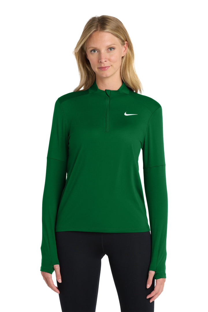 Front View of DarkGreen Nike Women's Dri-FIT Element 1/2-Zip Top NKDH4951