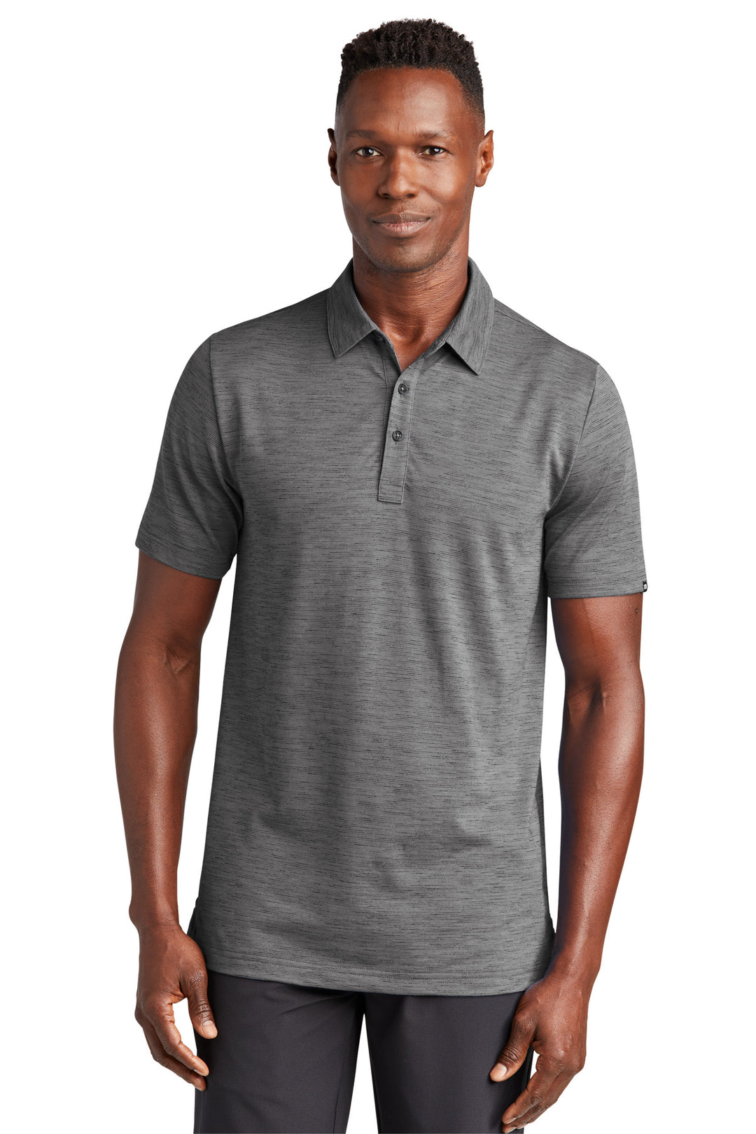 Front View of DarkGrey TravisMathew Auckland Slub Polo TM1MW451