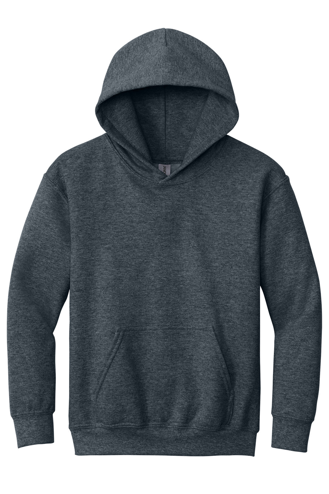 Front View of DarkHthr Gildan - Youth Heavy Blend Hooded Sweatshirt. 18500B