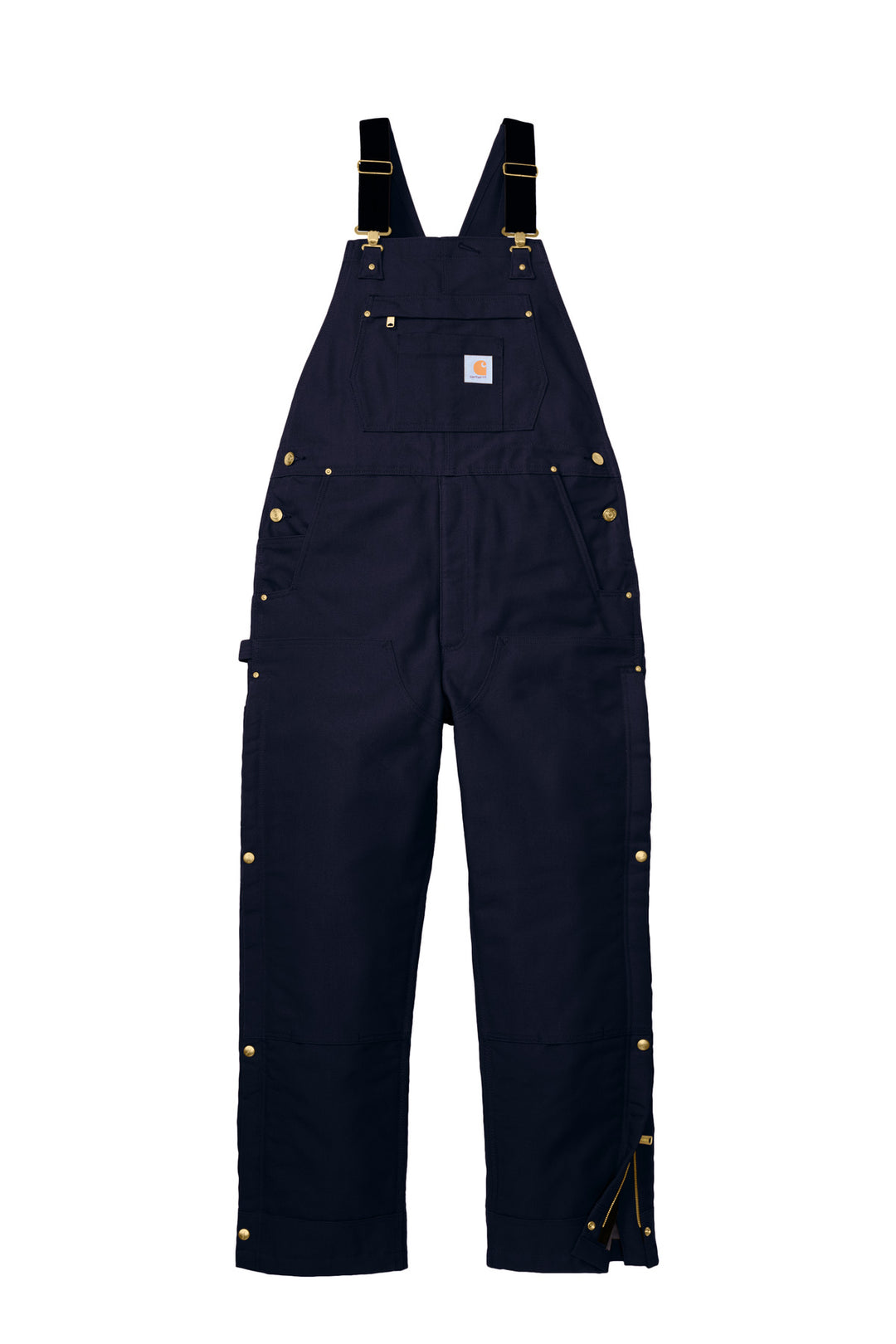 Front View of DarkNavy Carhartt Short Firm Duck Insulated Bib Overalls CTS106672