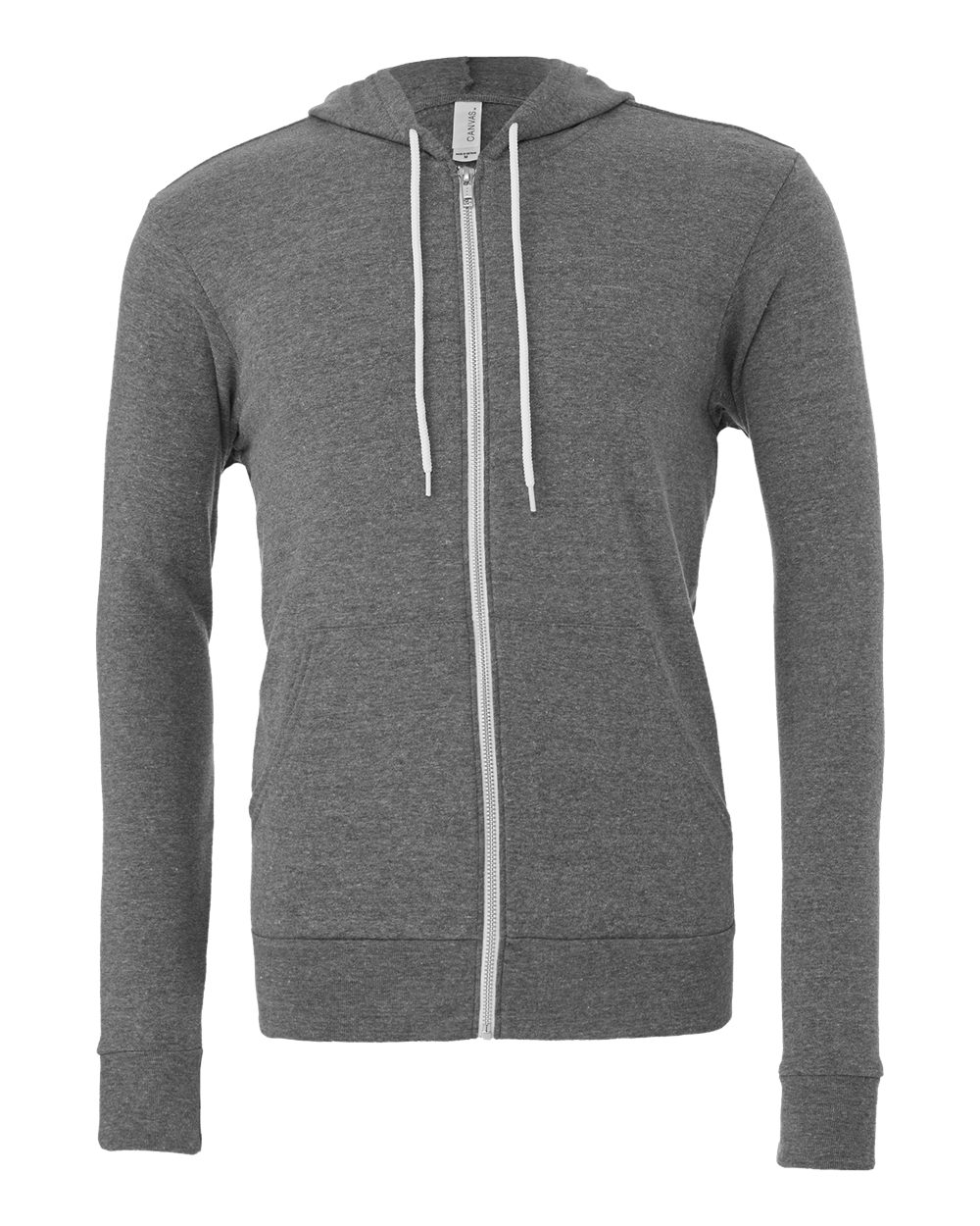Front View of Deep Heather Sponge Fleece Full-Zip Hoodie - 3739