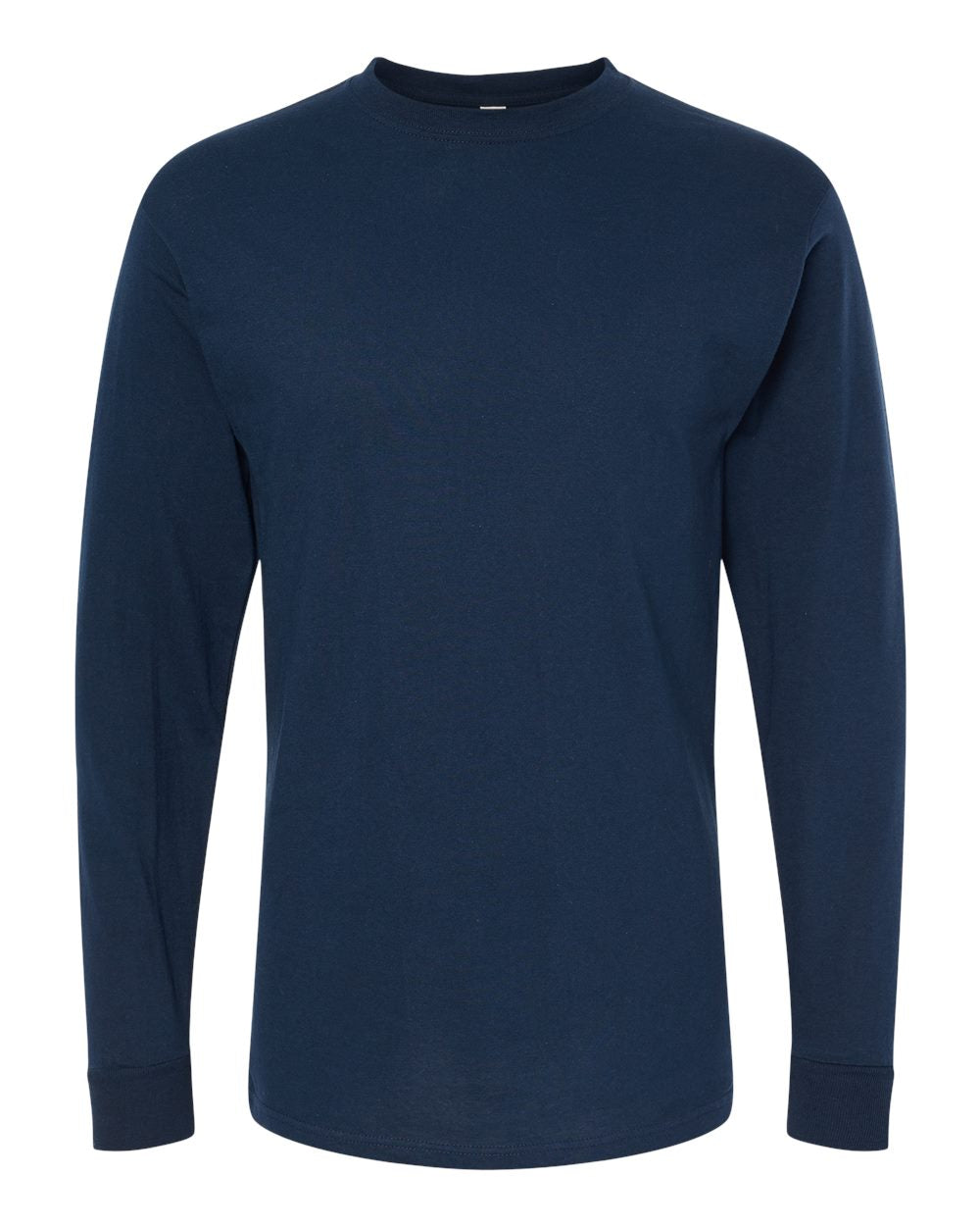 Front View of Deep Navy Gold Soft Touch Long Sleeve T-Shirt - 4820