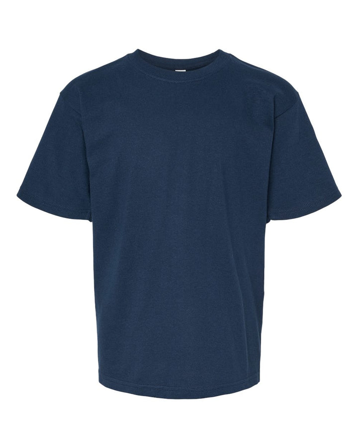 Front View of Deep Navy Youth Gold Soft Touch T-Shirt - 4850