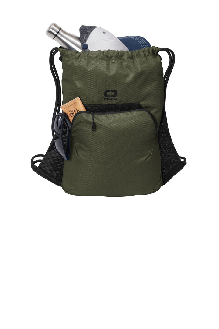 Front View of Deep Olive OGIO Boundary Cinch Pack. 92000
