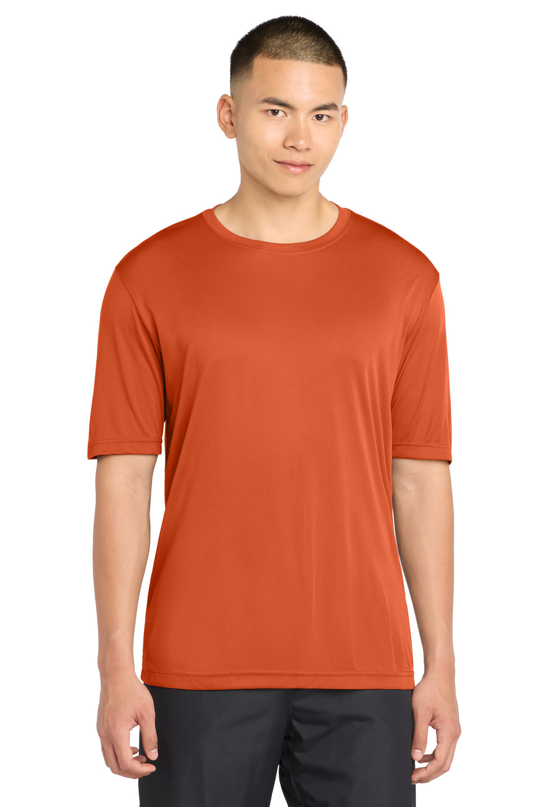 Front View of Deep Orange Sport-Tek PosiCharge Competitor Tee. ST350