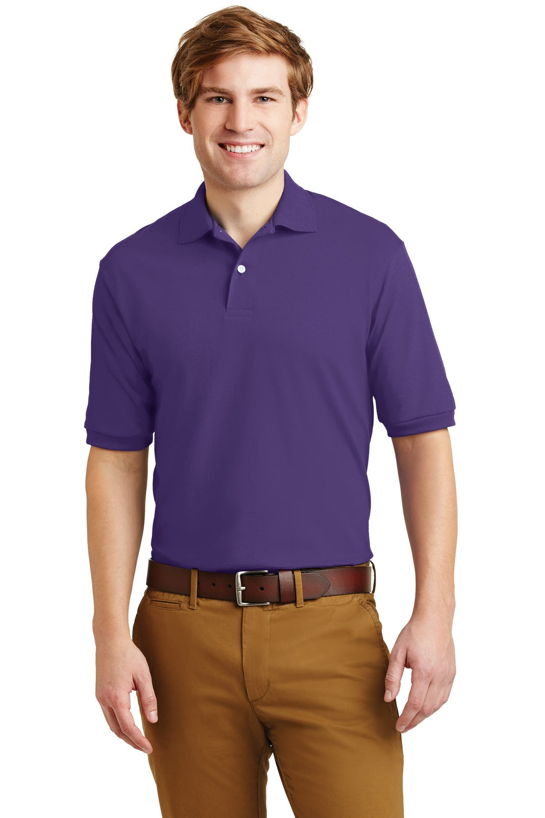 Front View of Deep Purple Jerzees Dri-Power Sport Shirt. 437M