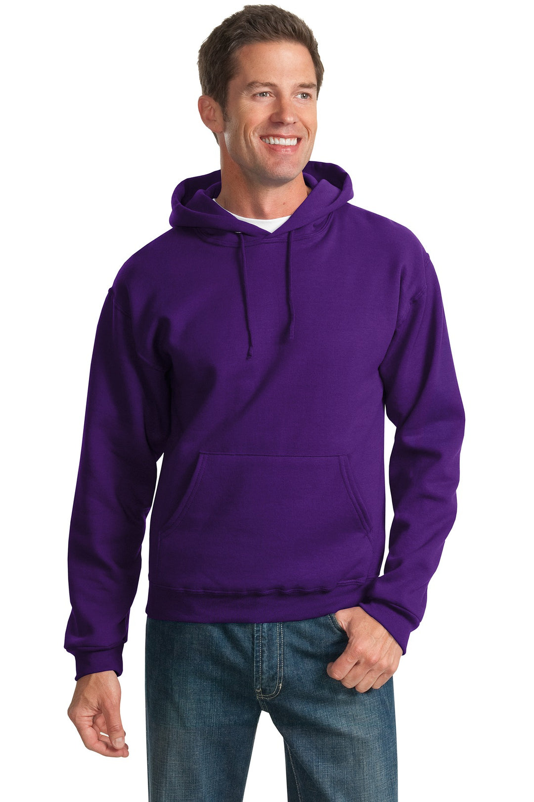 Front View of Deep Purple Jerzees NuBlend Pullover Hooded Sweatshirt. 996M