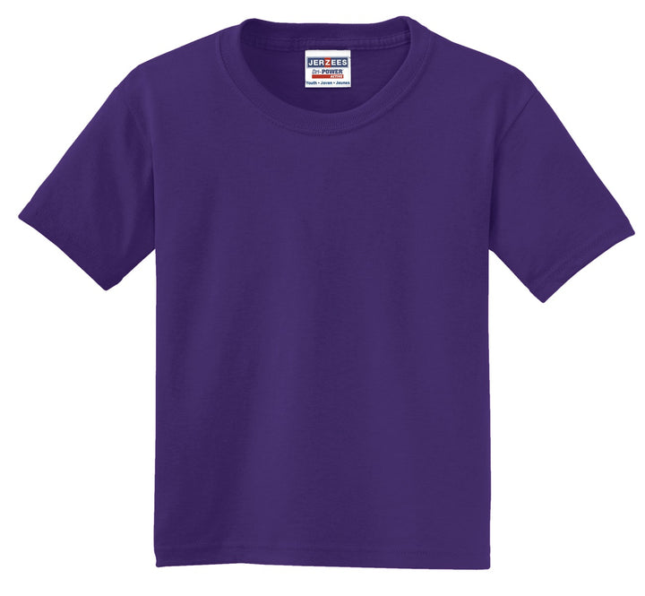 Front View of Deep Purple Jerzees - Youth Dri-Power 50/50 Cotton/Poly T-Shirt. 29B