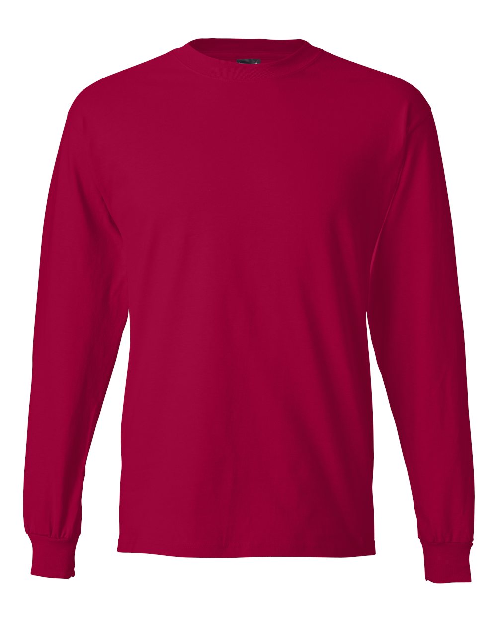 Front View of Deep Red Beefy-T® Long Sleeve T-Shirt - 5186
