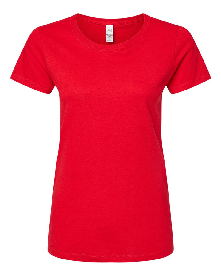 Front View of Deep Red Women's Gold Soft Touch T-Shirt - 4810