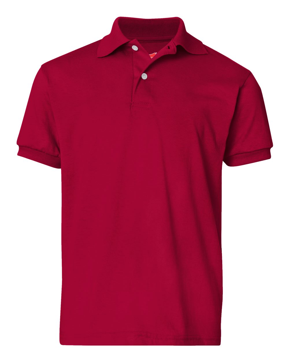 Front View of Deep Red Youth Ecosmart® Jersey Polo - 054Y
