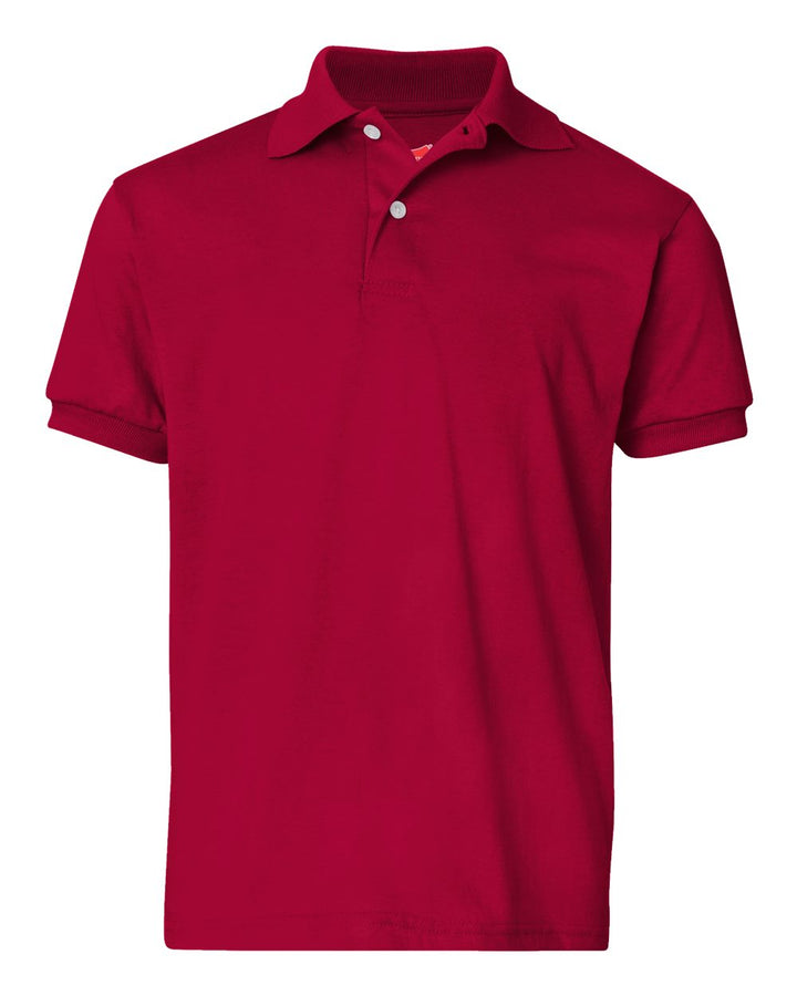 Front View of Deep Red Youth Ecosmart® Jersey Polo - 054Y