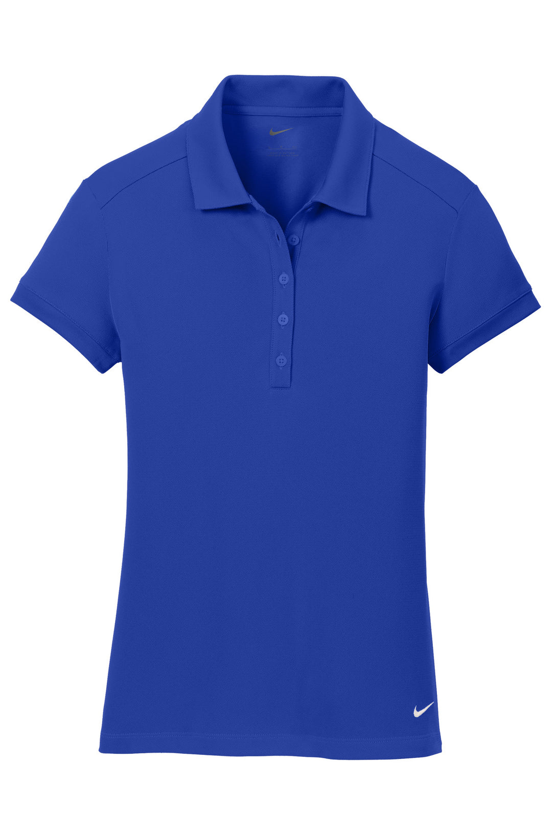 Front View of Deep Royal Blu Nike Women's Dri-FIT Solid Icon Pique Modern Fit Polo. 746100