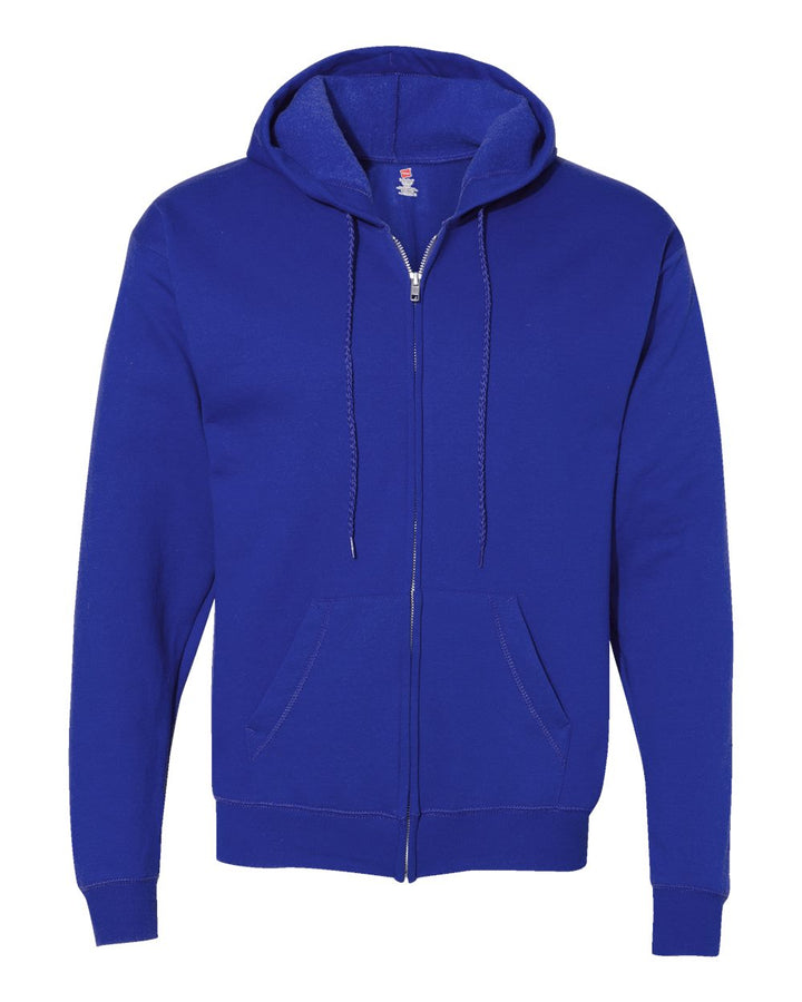 Front View of Deep Royal Ecosmart® Full-Zip Hooded Sweatshirt - P180
