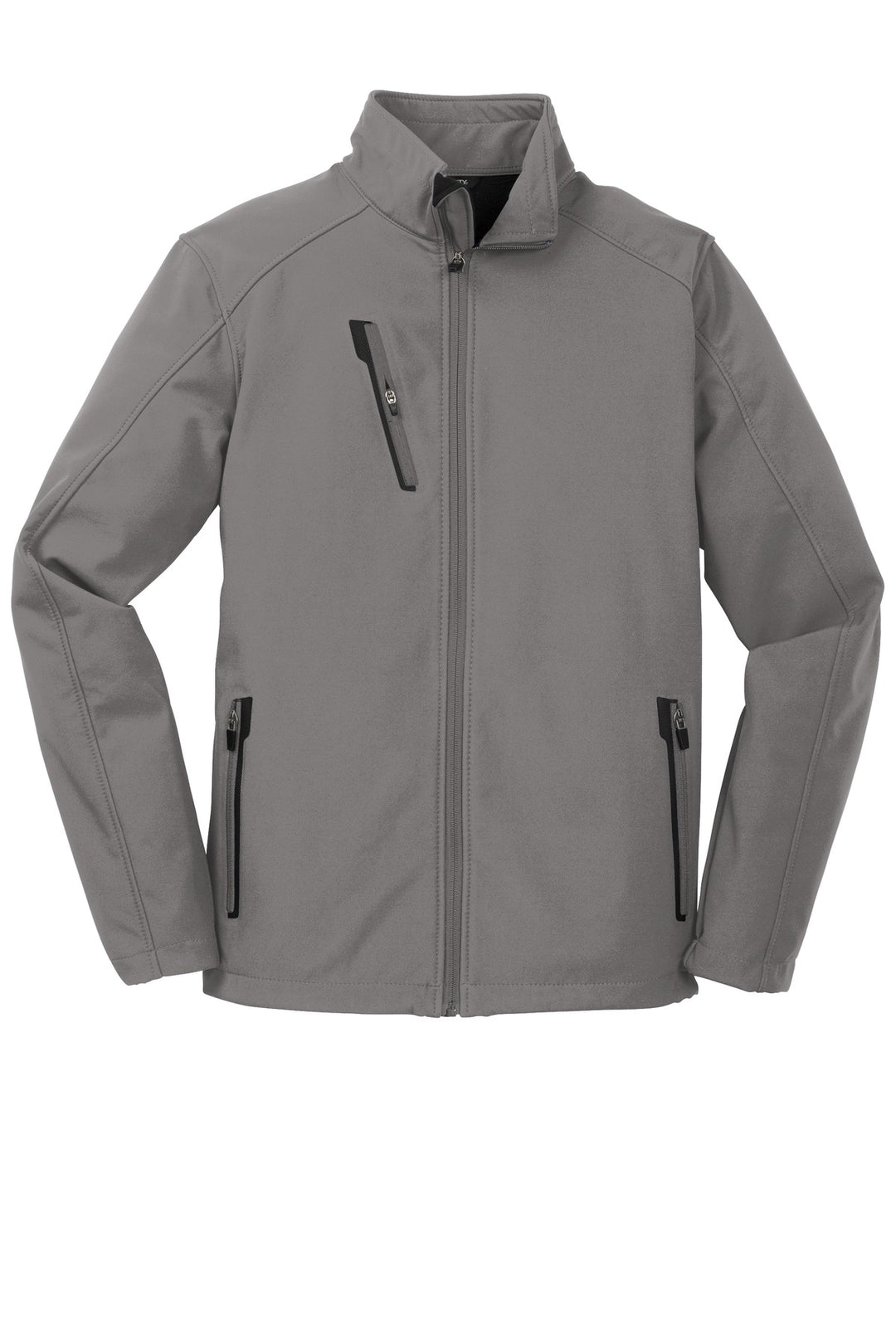 Front View of Deep Smoke Port Authority Welded Soft Shell Jacket. J324