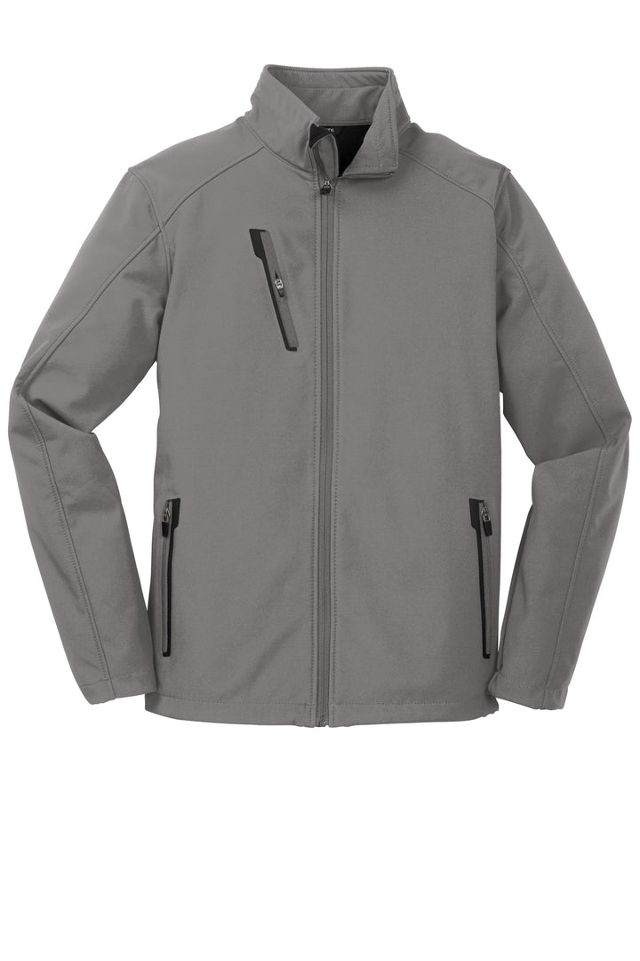 Front View of Deep Smoke Port Authority Welded Soft Shell Jacket. J324