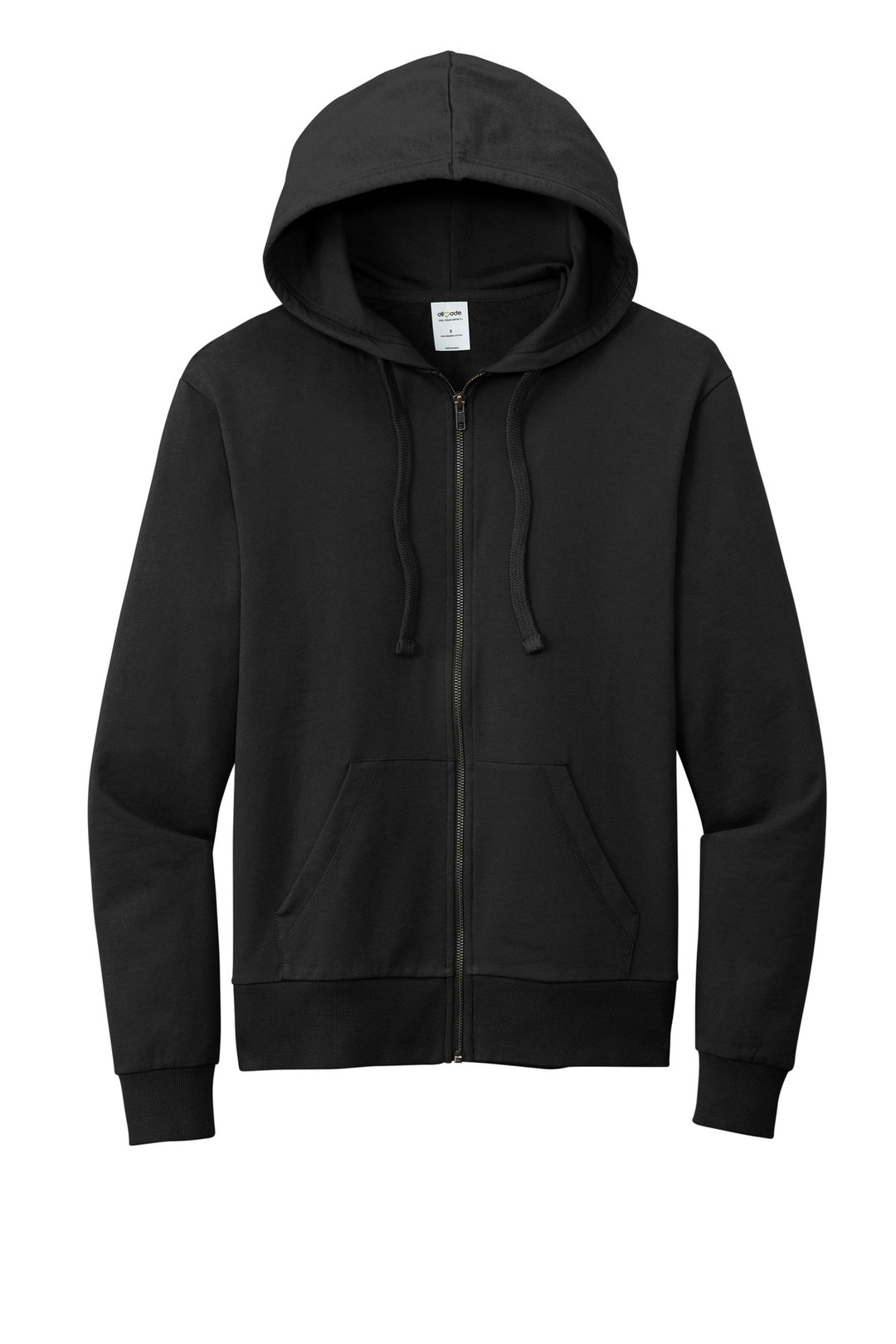 Front View of DeepBlack Allmade Unisex Organic French Terry Full-Zip Hoodie AL4002