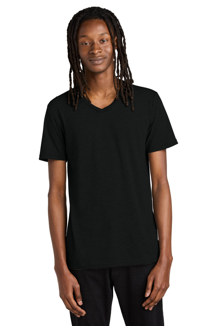 Front View of DeepBlack Allmade Unisex Tri-Blend V-Neck Tee AL2014