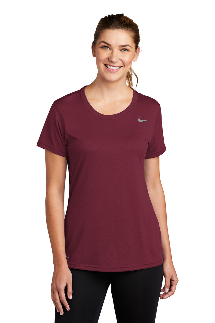 Front View of DeepMaroon Nike Women's Team rLegend Tee DV7312