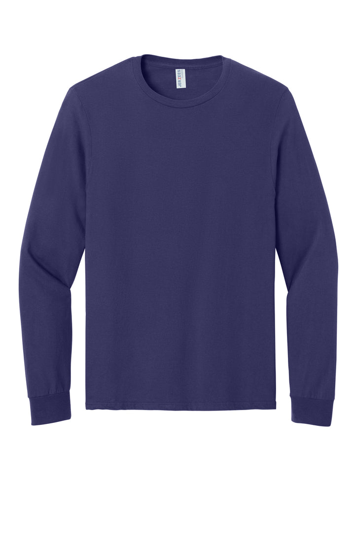Front View of DeepPurple Jerzees Classics Unisex Cotton Long Sleeve T-Shirt 363L