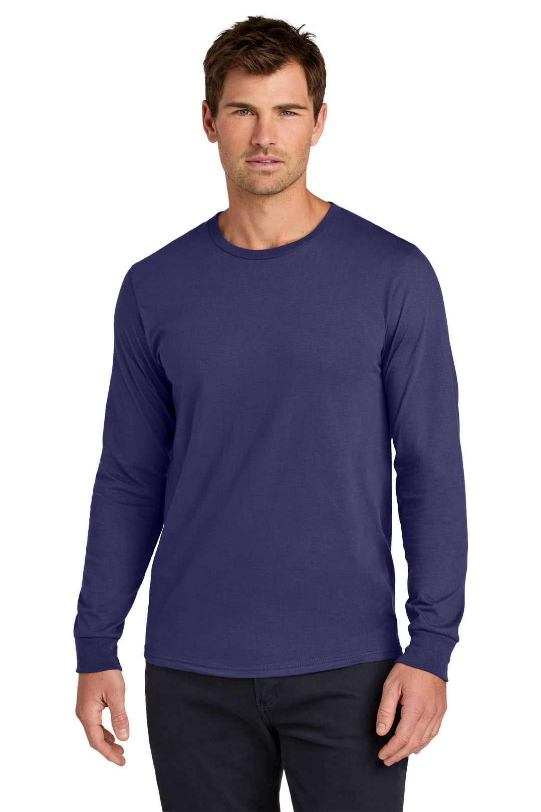 Front View of DeepPurple Jerzees Classics Unisex Cotton Long Sleeve T-Shirt 363L