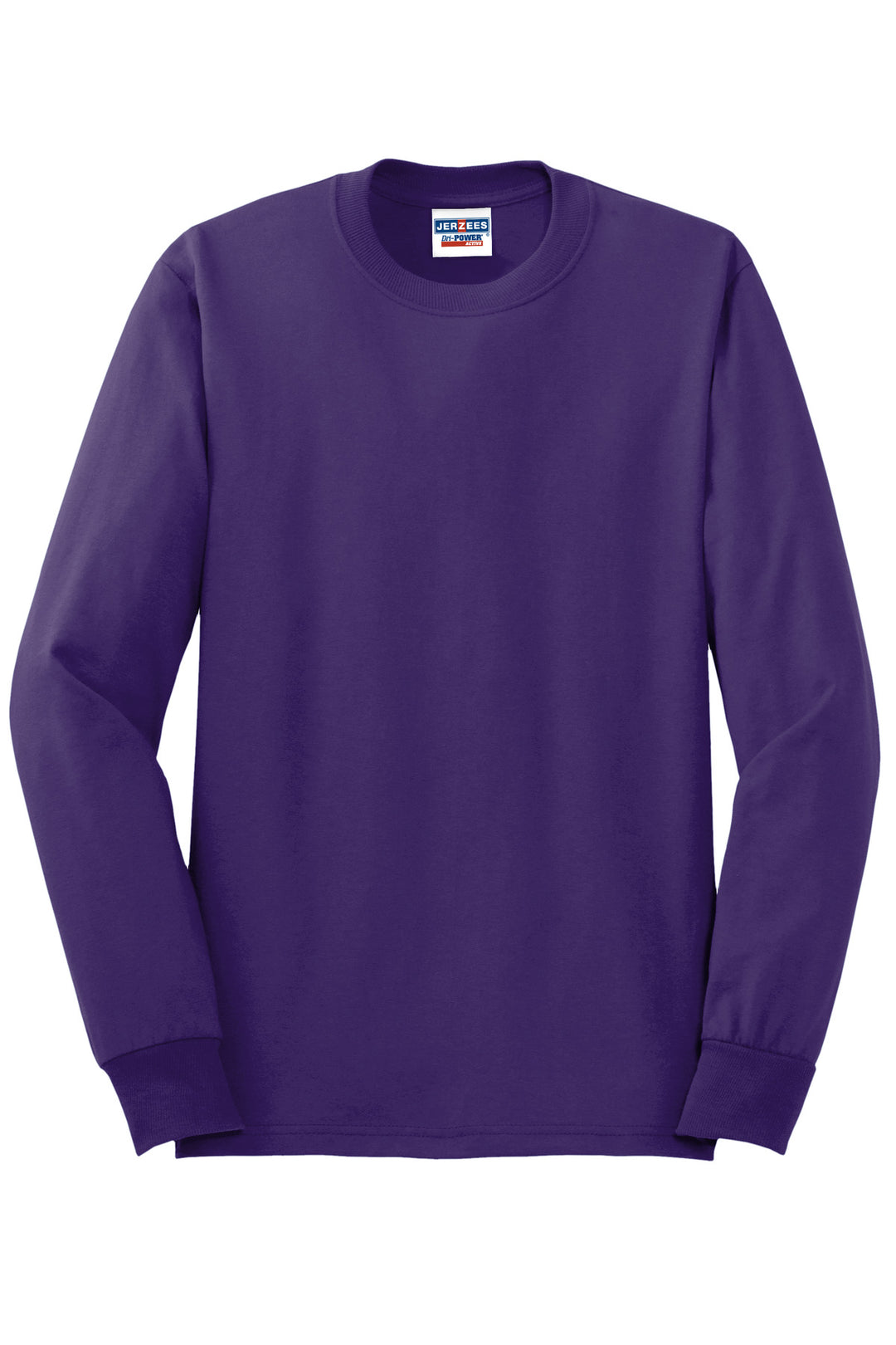 Front View of DeepPurple Jerzees - Dri-Power 50/50 Cotton/Poly Long Sleeve T-Shirt. 29LS