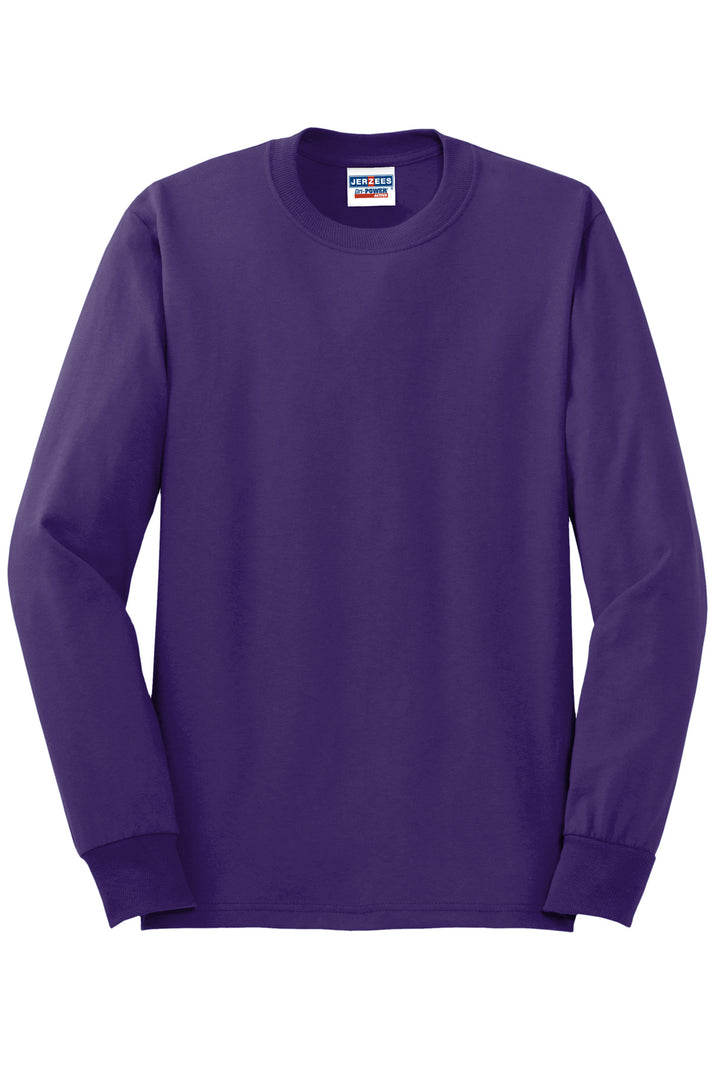 Front View of DeepPurple Jerzees - Dri-Power 50/50 Cotton/Poly Long Sleeve T-Shirt. 29LS