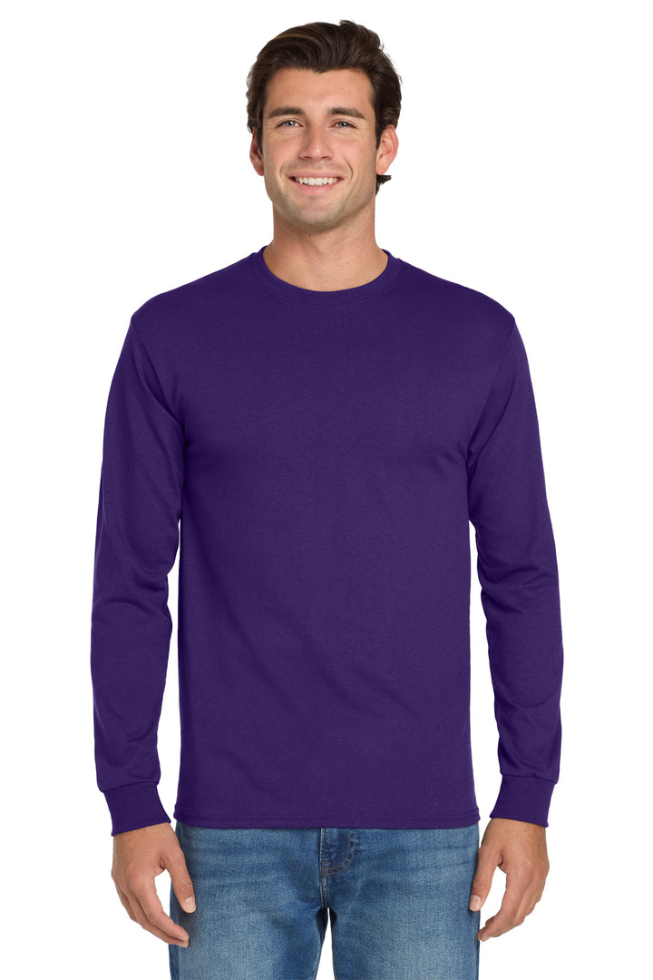 Front View of DeepPurple Jerzees - Dri-Power 50/50 Cotton/Poly Long Sleeve T-Shirt. 29LS