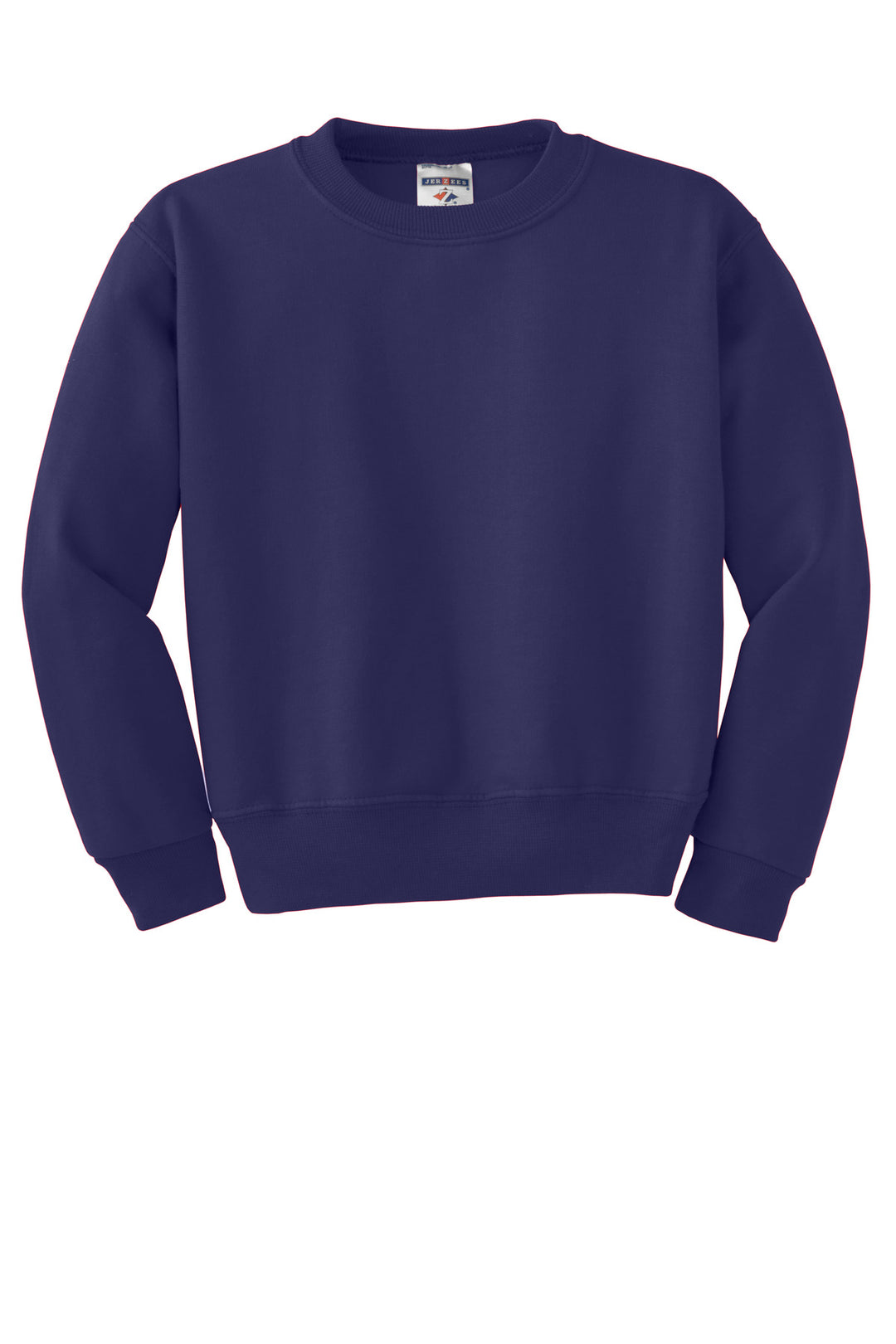 Front View of DeepPurple Jerzees - Youth NuBlend Crewneck Sweatshirt. 562B