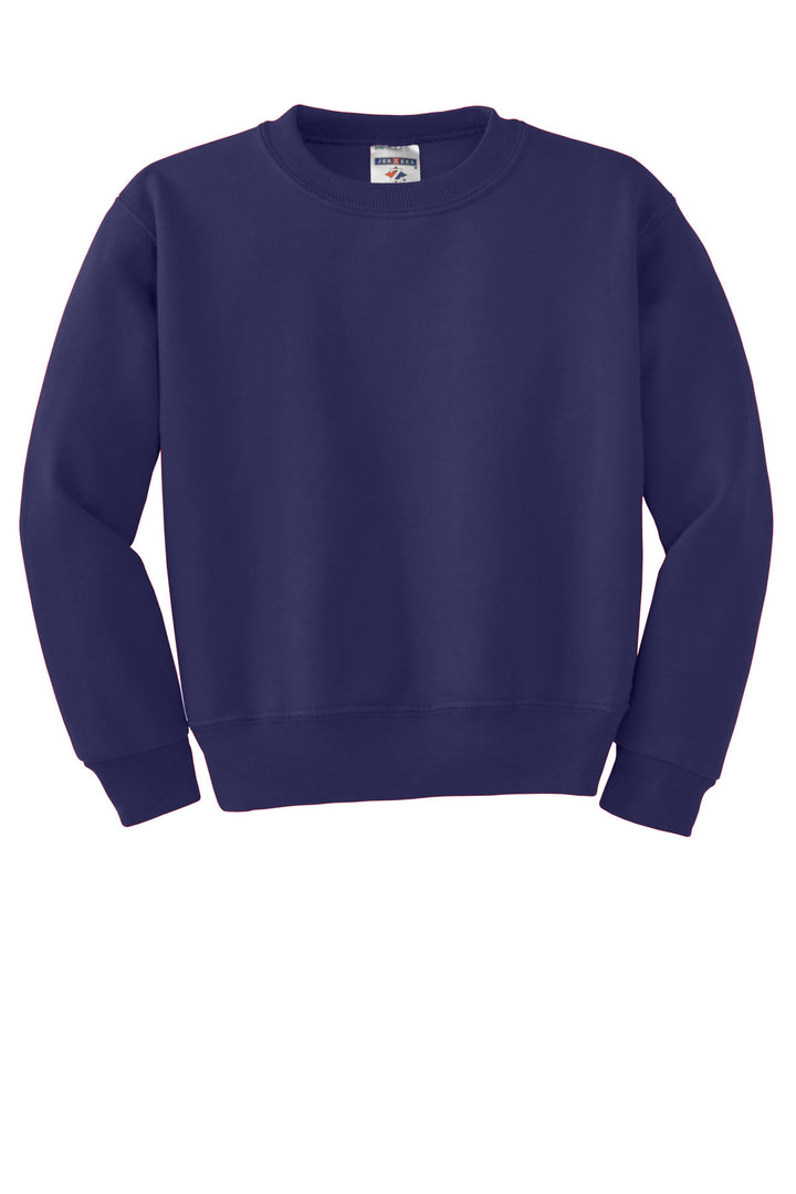 Front View of DeepPurple Jerzees - Youth NuBlend Crewneck Sweatshirt. 562B