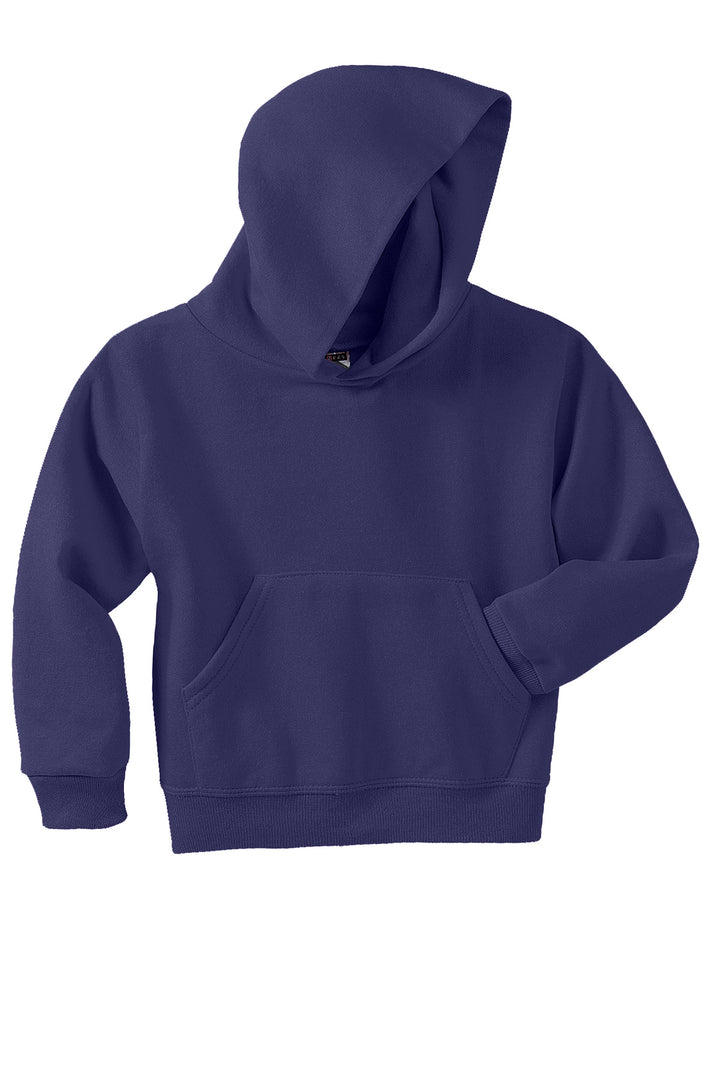 Front View of DeepPurple Jerzees - Youth NuBlend Pullover Hooded Sweatshirt. 996Y