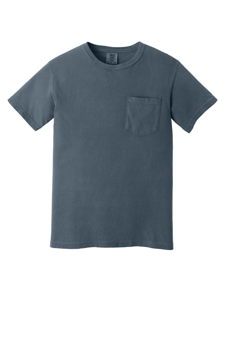 Front View of Denim COMFORT COLORS Heavyweight Ring Spun Pocket Tee. 6030