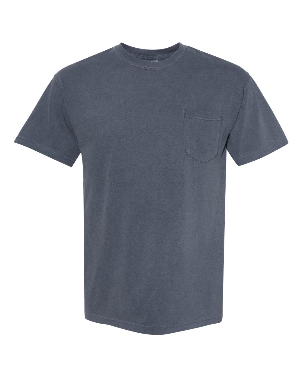 Front View of Denim Garment-Dyed Heavyweight Pocket T-Shirt - 6030
