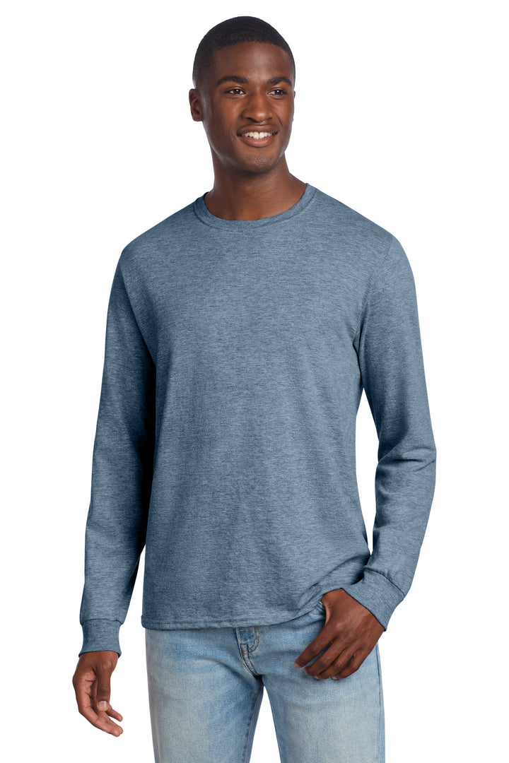 Front View of DenimHthr Jerzees Premium Blend Ring Spun Long Sleeve T-Shirt 560LS