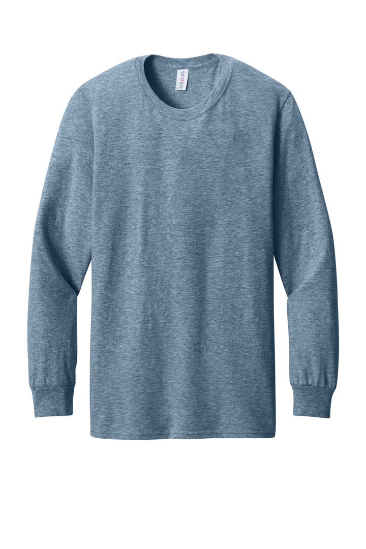 Front View of DenimHthr Jerzees Premium Blend Ring Spun Long Sleeve T-Shirt 560LS