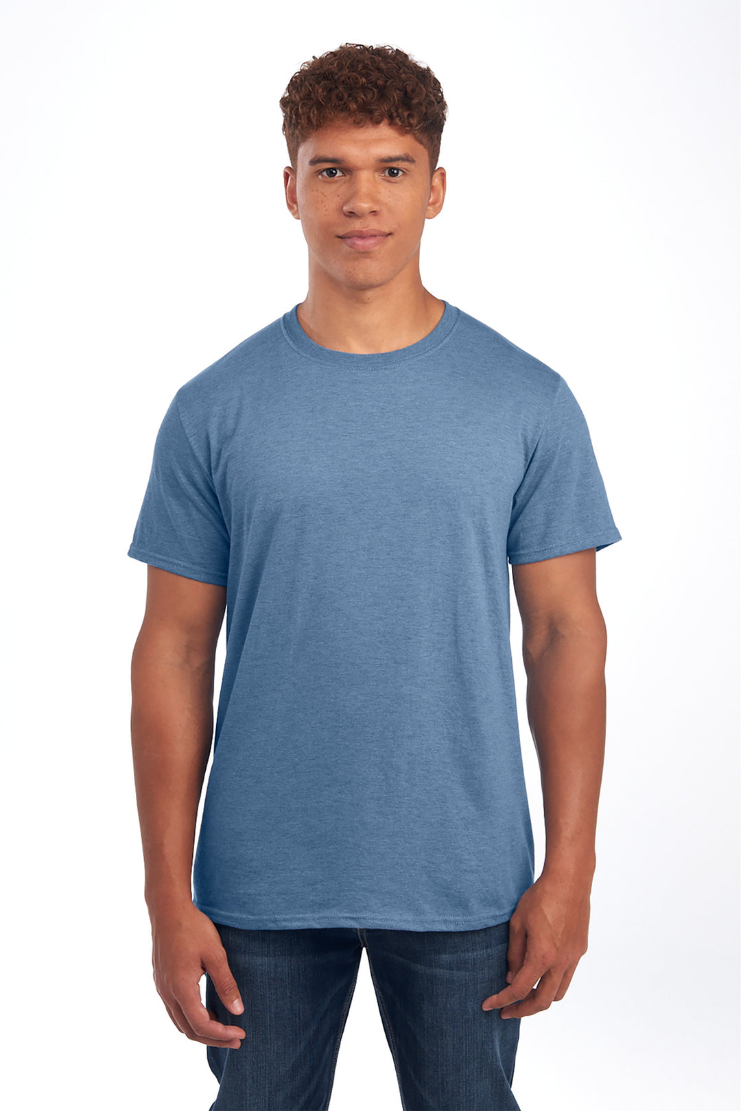 Front View of DenimHthr Jerzees Premium Blend Ring Spun T-Shirt 560M