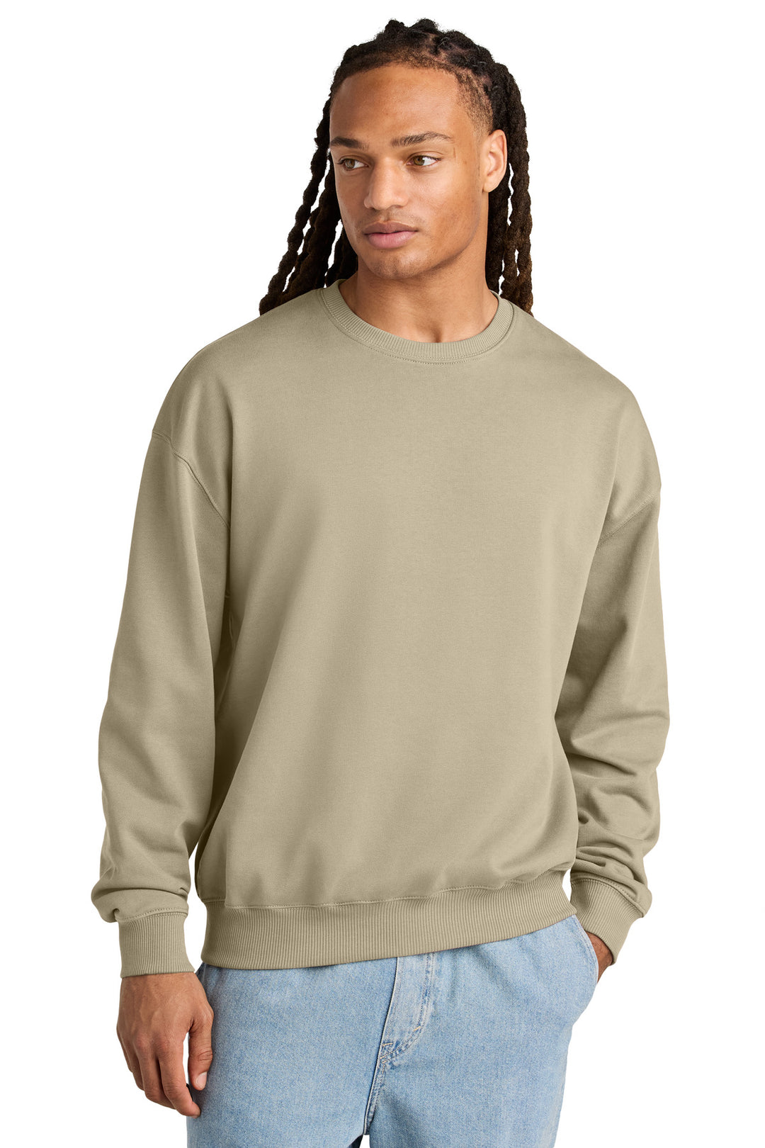 Front View of DesertDust Stanley/Stella Unisex Ledger Dry Crewneck Sweatshirt SXU029