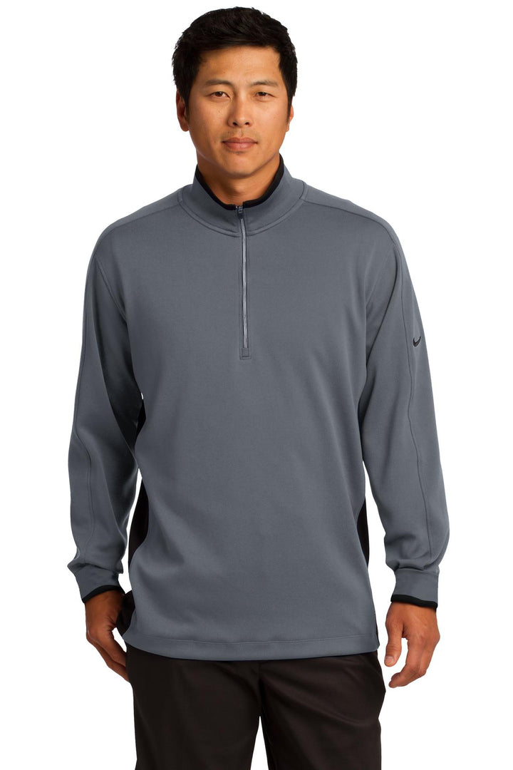 Front View of Dk Gry/Blk/Fus Nike Dri-FIT 1/2-Zip Cover-Up. 578673