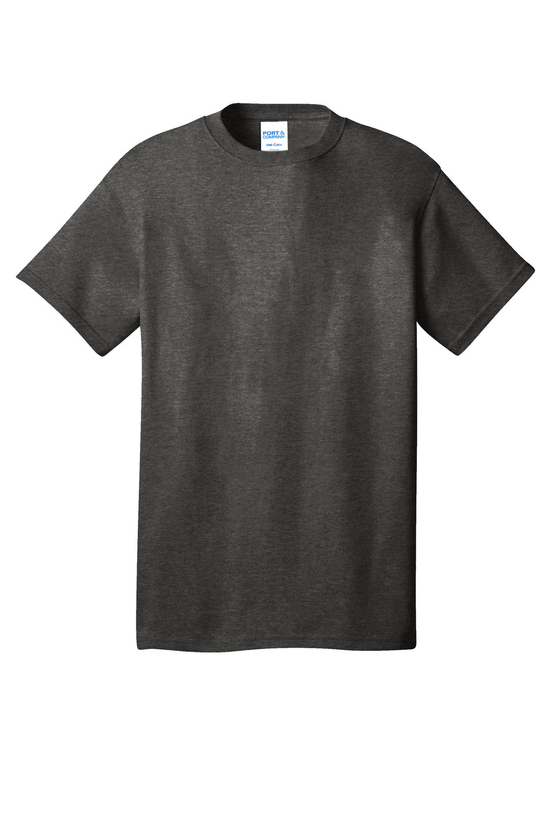Front View of Dk Hthr Grey Port & Company - Core Cotton Tee. PC54